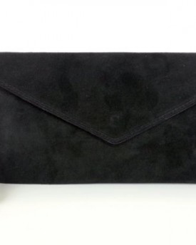 New-Womens-Genuine-Italian-Suede-Leather-Clutch-Party-Wedding-Envelope-Bag-Black-0