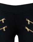 New-Womens-Ladies-Black-Biker-Legging-ELASTICATED-Waist-Double-Zip-Skinny-Stretchy-Pants-UK-Sizes-8-10-12-14-0-1