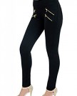 New-Womens-Ladies-Black-Biker-Legging-ELASTICATED-Waist-Double-Zip-Skinny-Stretchy-Pants-UK-Sizes-8-10-12-14-0-2