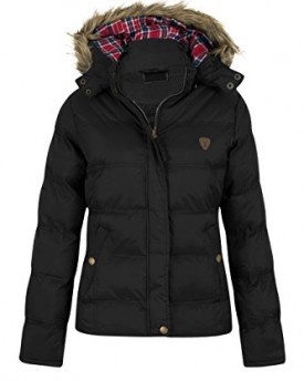 New-Womens-Ladies-Hopp-Hooded-Pocket-Zip-Jacket-with-Fake-Fur-Trim-Autumn-Winter-Black-UK-14-100-Nylon-0