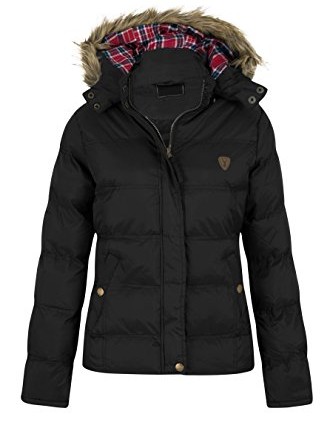 New-Womens-Ladies-Hopp-Hooded-Pocket-Zip-Jacket-with-Fake-Fur-Trim-Autumn-Winter-Black-UK-14-100-Nylon-0