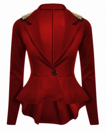 New-Womens-Ladies-Long-Sleeves-Spikes-Peplum-One-Button-Jacket-Coat-Blazer-Top-0