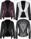New-Womens-Ladies-Quilted-PVC-Long-Sleeves-Zip-Waterfall-Jacket-Coat-Blazer-Top-0-0