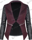 New-Womens-Ladies-Quilted-PVC-Long-Sleeves-Zip-Waterfall-Jacket-Coat-Blazer-Top-0-2