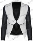 New-Womens-Ladies-Quilted-PVC-Long-Sleeves-Zip-Waterfall-Jacket-Coat-Blazer-Top-0-3