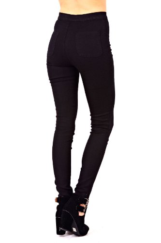 New Womens Ladies Skinny Slim Fit High Waisted Stretch Denim Black Jeans Trouser - Black - UK 10 - (70% Cotton 28% Polyester 2% Elastane) - Image 3