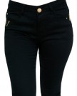 New-Womens-Ladies-waist-high-Jeans-colored-Golden-Button-Golden-Chain-detail-on-Pockets-36-Black-0-0