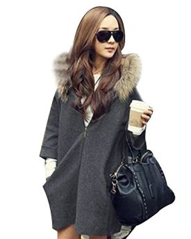 New-Womens-Oversized-Loose-Knit-Cardigan-Faux-Fur-Hooded-Coat-Zip-Jacket-Parkas-Gray-0