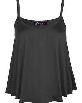 New-Womens-Plain-Swing-Vest-Sleeveless-Top-Strappy-Cami-Ladies-Plus-Size-Flared-XL-UK-16-18-BLACK-0