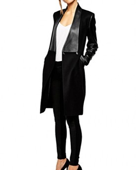 New-Womens-Winter-Warm-Long-Slim-Wool-Trench-Jacket-Coat-Overcoat-With-Leather-Lapels-Sleeves-L-Black-0