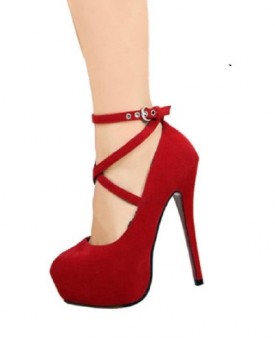 New-ladies-women-black-nude-RedBlackBlue-party-wedding-Suede-concealed-platfrom-Pumps-Strappy-Buckle-high-stiletto-heel-office-court-shoesUK-45-Asia-37-Red-0