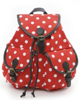 Owl-Butterfly-Polka-Dot-Birds-Horse-Design-Print-Canvas-Backpack-Fashion-School-Gym-Day-Bag-with-Double-Front-Pockets-Available-in-many-styles-and-colours-Polka-Dot-Red-0