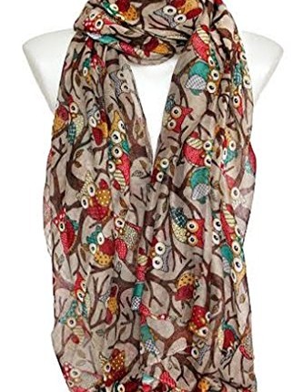 Owl-Print-Large-Maxi-Scarf-Scarves-Stole-Wrap-Shawl-Sarong-in-Pastel-Colours-Brown-0