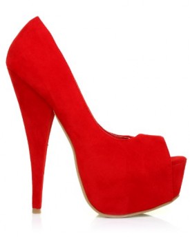 PEEPTOE-Red-Faux-Suede-Stiletto-Very-High-Heel-Platform-Peep-Toe-Shoes-Size-UK-6-EU-39-0