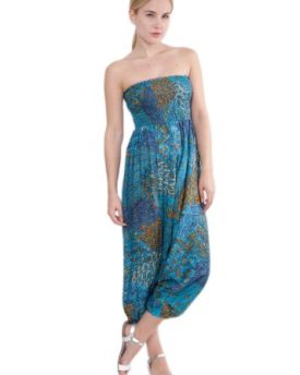 Peacock-Print-2-in-1-Harem-Trouser-Jumpsuit-Cyan-Blue-Plus-0