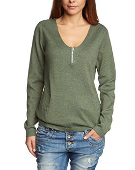 Pepe-Jeans-Womens-V-Neck-Long-Sleeve-Jumper-Green-Grn-laurel-wreath-chin-F386-C-14-0