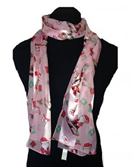 Pink-Father-Christmas-design-scarf-thin-pretty-Christmas-scarf-0