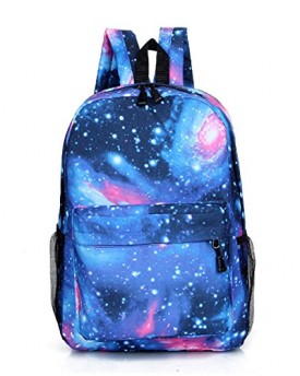 Pixnor-Fashion-Starry-Sky-Print-Unisex-Casual-Canvas-Shoulders-Bag-Backpack-School-Bag-Blue-0