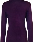 Plus-Size-Ladies-Polo-Neck-Long-Sleeve-Womens-Stretch-Bodycon-Top-Purple-20-22-0-0
