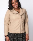 Plus-Size-Womens-Toffee-Pu-Biker-Jacket-With-Side-Zip-And-Stitch-Detail-Size-20-Brown-0-0