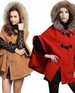 ROPALIA-Womens-Faux-Fur-Collar-Hooded-Cape-Thicken-Batwing-Tweed-Coat-Jacket-M-0-2