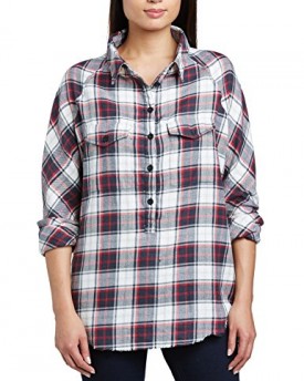 Religion-Womens-Escape-Loose-Fit-Long-Sleeve-Shirt-Blue-Check-Size-14-Manufacturer-SizeLarge-0