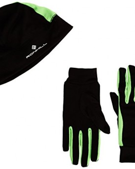 Ronhill-Vizion-Beanie-and-Glove-Set-BlackFluorescent-Green-SmallMedium-0