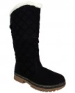 S2A-New-Womens-Ladies-Quilted-Faux-Fur-Lined-Thick-Sole-Mid-Calf-Boot-Shoes-Black-Size-6-UK-0-0