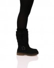 S2D-Womens-Ladies-Mid-Calf-Pull-On-Boots-Lace-Up-Sock-Casual-Trendy-Boots-Shoes-Black-Matte-Size-6-UK-0-0