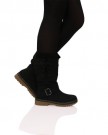 S2D-Womens-Ladies-Mid-Calf-Pull-On-Boots-Lace-Up-Sock-Casual-Trendy-Boots-Shoes-Black-Matte-Size-6-UK-0-1