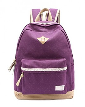 SAIERLONG-Womens-And-Girls-Backpack-School-bag-travel-bag-Purple-Canvas-0