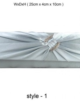 Satin-Diamante-Pleated-Evening-Clutch-Bag-BRIDAL-WEDDING-PARTY-PROM-9-Colours-Silver-0