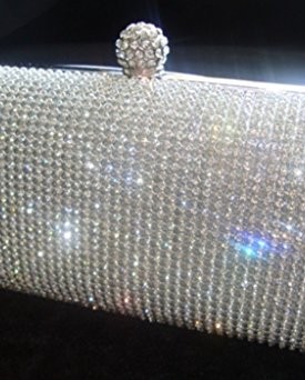 Shimmering-Silver-Diamante-Encrusted-Evening-bag-Clutch-Purse-Party-Bridal-Prom-0