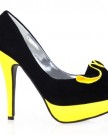 Show-Story-Black-Yellow-2-Tone-Ruffle-Stiletto-Platform-High-Heel-Pump-ShoesLF30401YL396UKYellow-0-0