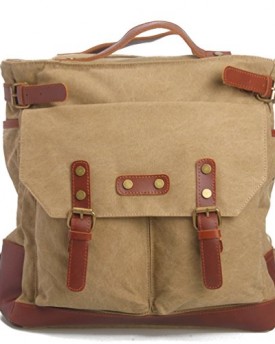 SimpleBase-Unisex-Crazy-Horse-Leather-With-Quality-Canvas-Backpack-Vintage-Casual-Fashion-PackBack-Traveling-bag-Rucksack-Gym-Bag-Knapsack-Khaki-0