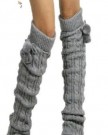 Soft-Knitted-Thick-Leg-Warmer-Long-over-Knee-High-Hosiery-Stocking-267-inches-with-balls-Black-0-0