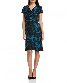 St-Martins-Womens-Lonnie-Polka-Dot-Short-Sleeve-Dress-Blue-Size-10-0