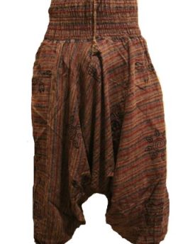 Stonewash-Cotton-Stripes-Harem-TrouserLoose-Multicolour-Hippy-PantsHippieBoho-brown-0