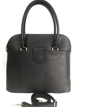 Stylish-Italian-Black-Leather-Handbag-or-Shoulder-Bag-with-Removable-Strap-0