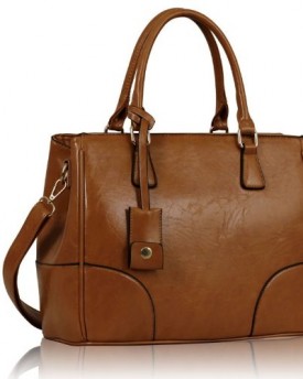 Stylish-Womens-Ladies-Celebrity-Double-Buckle-Messenger-Bag-Brown-TI00127-0
