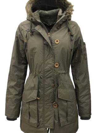 THE-AMBER-ORCHID-LADIES-FUR-HOODED-QUILTED-PADDED-MILITARY-PARKA-JACKET-COAT-SIZES-8-22-12-Khaki-0