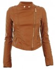 Tan-UK-12-Diana-New-Womens-Faux-Leather-Biker-Gold-Button-Zip-Crop-Ladies-Jacket-Coat-0-1
