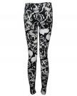 The-Home-of-Fashion-New-Ladies-Black-and-White-Skull-and-Rose-Print-Stretchy-Leggings-Size-8-14-14-ML-0