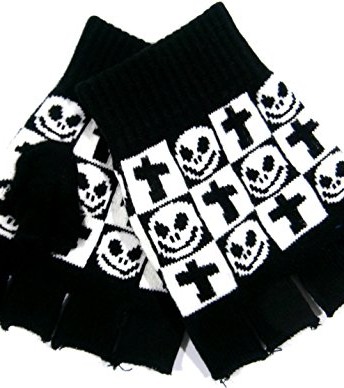 The-Nightmare-Before-Christmas-Gloves-Fingerless-Mitts-Jack-Skellington-with-Crosses-Black-White-One-Size-0