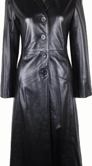 UNICORN-Womens-Full-Length-Trench-Coat-Real-Leather-Jacket-Black-BA-8-0