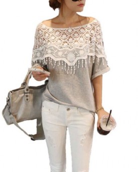 Ukamshop-Lovely-Sexy-Women-Lace-Shoulder-Hollow-Back-Short-Sleeve-T-Shirt-Blouse-Tops-0