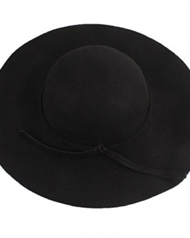 UkamshopTMFloppy-Cloche-Women-Vintage-Wide-Brim-100-Wool-Felt-Bowler-Fedora-Hat-Black-0