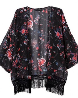 UkamshopTMWomen-Lady-Printed-Tassel-Chiffon-Tops-Kimono-Coat-Cape-Blazer-Jacket-S-0