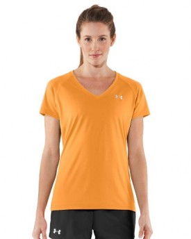 Under-Armour-UA-Tech-SS-V-Neck-Womens-T-Shirt-M-Orange-0