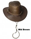 Unisex-Australian-Leather-Bush-Hats-Free-Chin-Straps-Colour-Mid-Brown-Size-S-0
